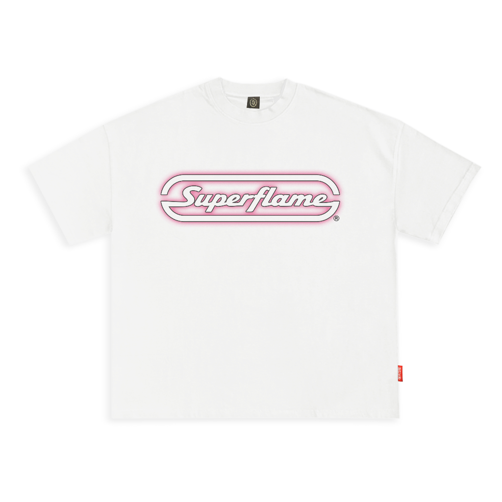 Superflame White T-Shirt - Pink Spray