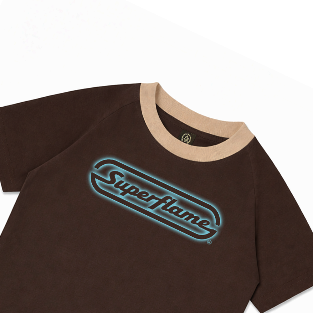 Logo Blue Spray Baby Tee Brown