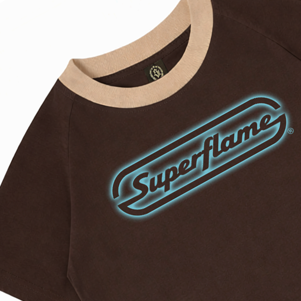 Logo Blue Spray Baby Tee Brown