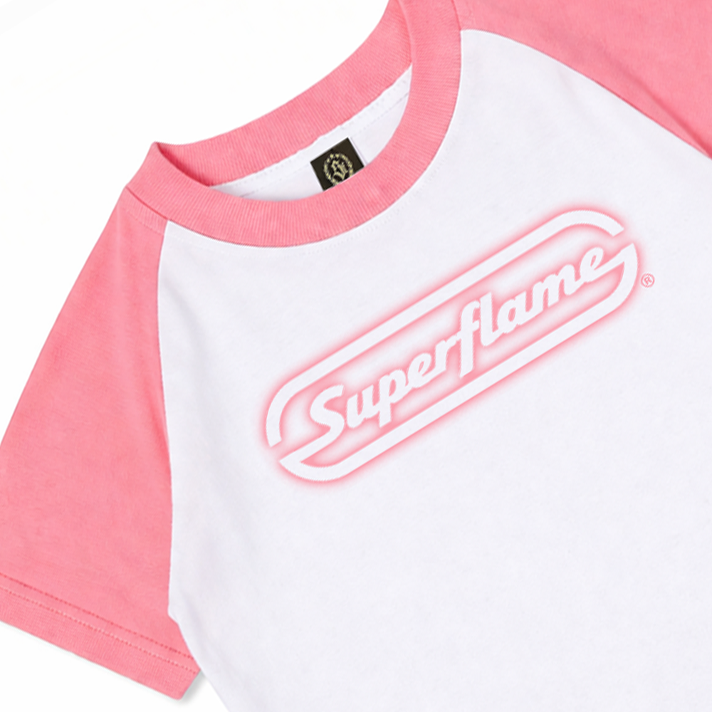 Logo Pink Spray Baby Tee Reglan Pink